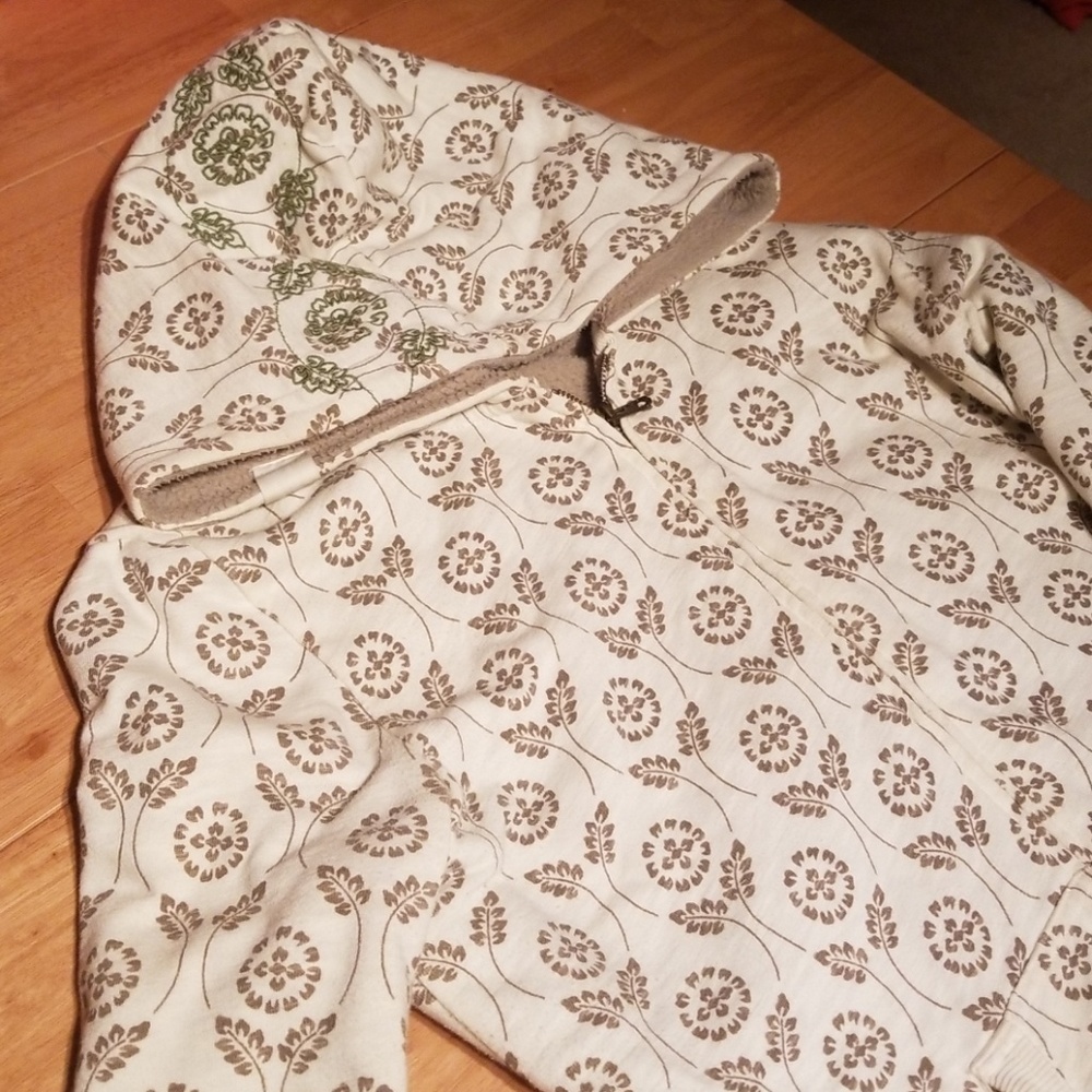 Beige Natural Printed Zip Hoodie